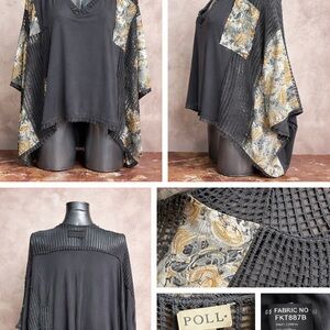 POL Women's Black and Gold Poncho